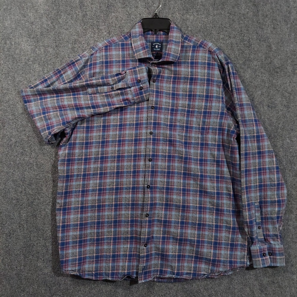 Johnnie-O Shirt Mens 2XL Blue Plaid Benedict Flannel Button Front Long Sleeve - Picture 2 of 12